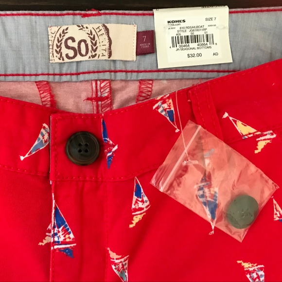 Kohls Juniors-  Nautical Shorts- NWT- Size 7 - Picture 3 of 6